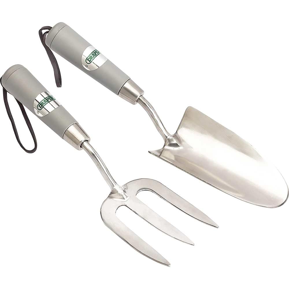 Draper 83773 Hand Fork and Trowel Set - Stainless Steel (2-Piece), 32.6 x 18.6 x 5.4 cm