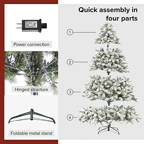 SINTEAN Prelit Christmas Tree 6FT Flocked, Premium Hinged Artificial