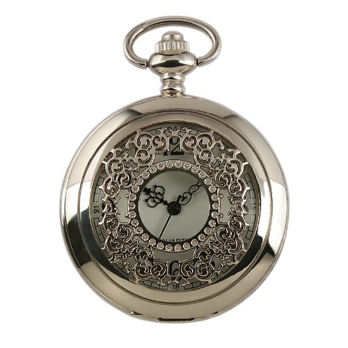 ESS Mens Stainless Steel Case White Dial Antique Pocket Watch with Chain WP002