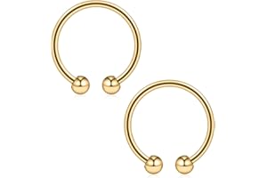 Ruifan 316L Surgical Steel Non-Piercing Fake Faux Clip On Septum Nose Hoop Ring Body Jewelry Piercing Unisex 20 Gauge 5/16"(8mm) 2-6PCS