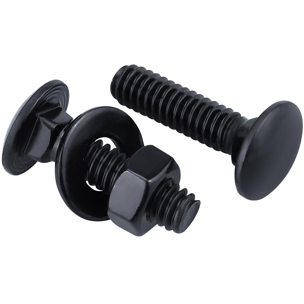 Photo 1 of 1/4-20 x 3/4" (20 Sets) Carriage Bolts Black, 304 (18/8) Stainless Steel Carriage Screws with Hex Nuts and Flat Washers, Square Neck Round Dome Head, Coarse Thread
