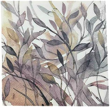 Eightmood Bulk Count 3-Ply Drink Dessert Cocktail Paper Napkins, Leaf Stems (40 Count: 2 Packages of 20 Count Each)