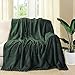 LEEVAN Throw Blanket Computer Office Chair Cover Luxury Flannel Pom Pom Fringe Plush Bed Yellow Throw Lightweight Velvet Blankets for Couch Sofa Suitable for All Seasons Green-51x 63 Inch