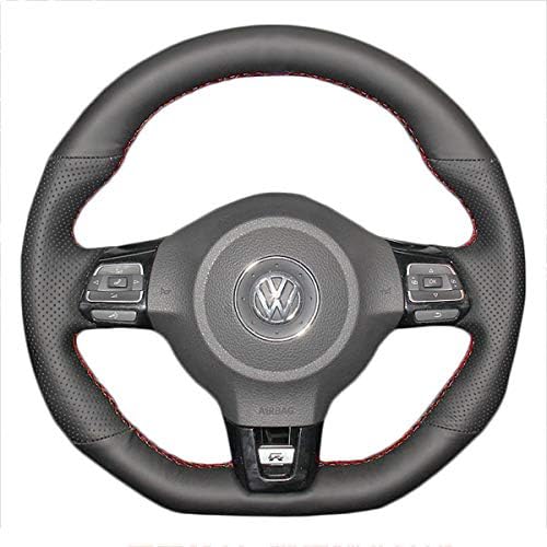 Car Steering Wheel Covers Case for VW Golf 6 GTI MK6 VW Polo GTI Scirocco R Passat CC R-Line 2010 Black Artificial Leather