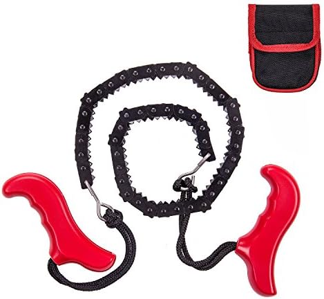Ylovetoys Survival Pocket Chain Saw, Portable Folding Hand Chainsaw Gear for Outdoor Survival (Red)