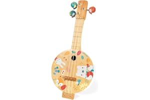 Janod - Pure - Banjo - Colourful Musical Development Toy - for Babies and Toddlers - from 3 Years + - Multilingual - J05160