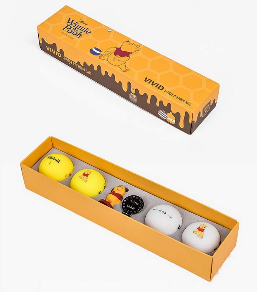 並行輸入品 Volvik B07pwjy9bf Disney Size ボルビック ディズニープーさんロング4区 Ball Long The Pooh 4 One Yellow White ゴルフボール セール特価