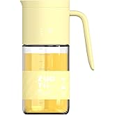 Zuutii Olive Oil Dispenser Bottle 18.6oz – Auto Flip Glass Vinegar Bottle with No-Drip Spout for Kitchen Cooking, Oil and Sauce Dispenser,Yellow