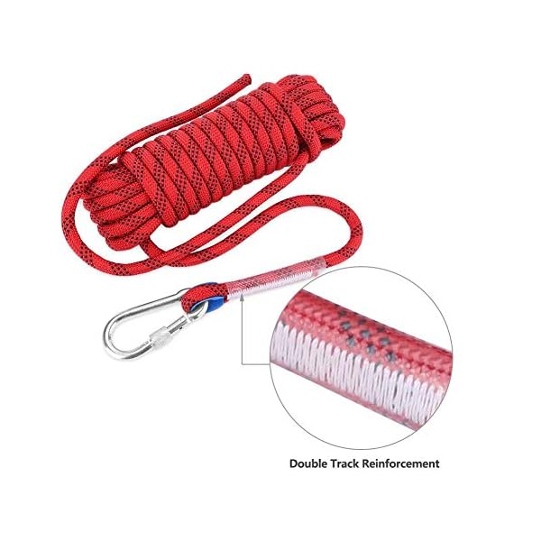 Dioche Seil,Kletterseil mit Karabiner schweres Paracord Panchute Corad Lanyard Fluchtseil Rettungsfallschirmseil… – Bild 4