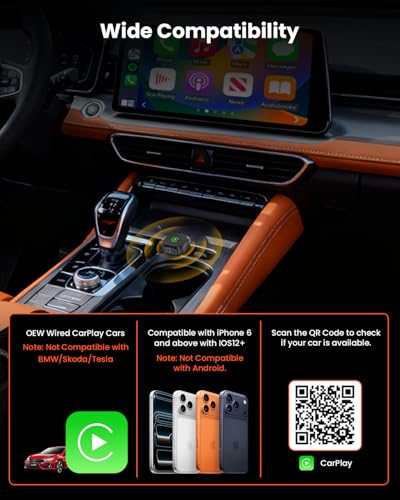 GEEKERA Wireless CarPlay Adapter for Apple: 2026 Model Wireless CarPlay for Car, Convert Cable to Wireless, Compatible with iPhone iOS 12+, USB A/C and Vehicles 2016+, Black