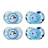 Tommee Tippee Closer to Nature Night Time Orthodontic Toddler Soothie Pacifier, 18-36 Months - Blue, 4 Pack