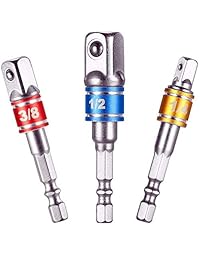 Juego de 3 adaptadores de enchufes de herramientas eléctricas, tuerca hexagonal cuadrada, destornillador de impacto, adaptador de extensión de broca, llave de vaso, adaptador de 1 4, 3 8 y 1 2 unidad