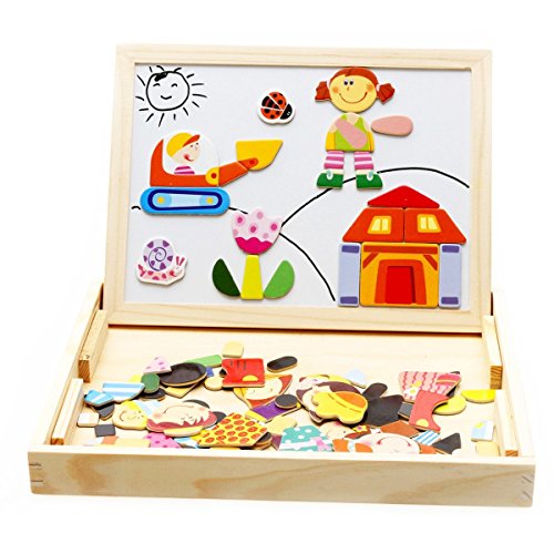 Wooden Multifunction Writing Drawing Toys Board for Kids Jigsaw Puzzle Games by Zhisheng You