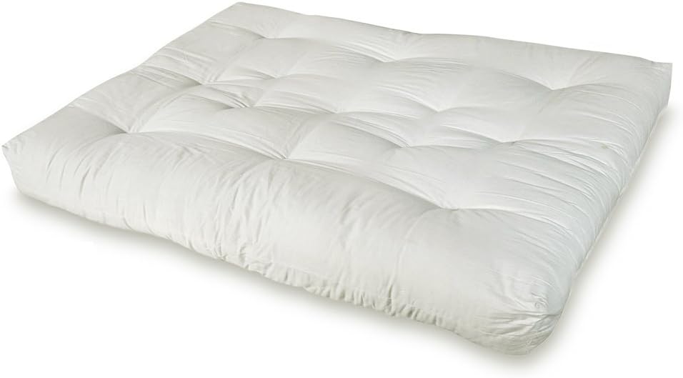 Artiva USA Home Deluxe 8-Inch Futon Sofa Mattress with Inner Spring Made in US for Long-Lasting Use, Full, Solid, Natural/Off-White