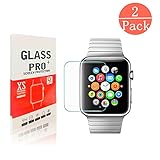 Apple Watch 42mm Tempered glass Screen Protector, davidavi [9H Tempered Glass]Only Covers the Flat Area,[High Definition][ Anti-scratch][Bubble-free] for Apple Watch 42MM[2 Pack]