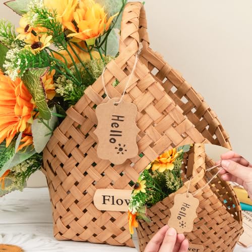 SallyFashion 100PCS Kraft Paper Gift Tags, Blank Gift Bag Tags with String Brown Hanging Price Tags for Wedding DIY Crafts Gifts