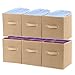 Mr Bros 6-Pack Tan Color Fabric Cloth Storage Cubes Shelves Baskets Bins Containers Home Decorative Closet Two Handles Organizer Household Fabric Cloth Collapsible Box Toys Storages Drawer