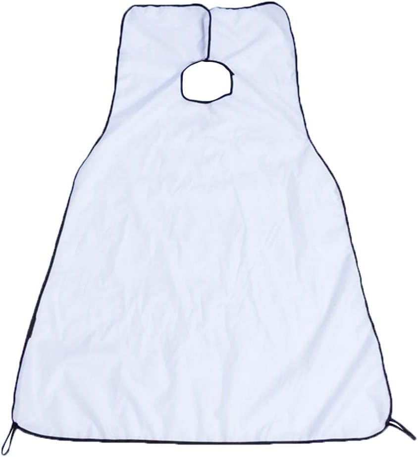 BeToper Man Bathroom Apron Black Beard Care Trimmer Hair Shave Apron for Man Waterproof Floral Cloth Household Cleaning Protections (White)