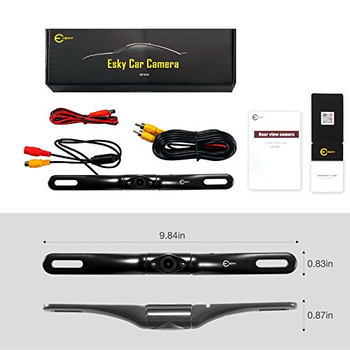 【Upgrade Version】 Backup Camera Esky Car Rear View Reversing Backup Camera with 170 Degree Perfect Wide View Angle Design 2 LED Lights Night Vision 1/3 inch Color CMOS Waterproof Car Backing Camera