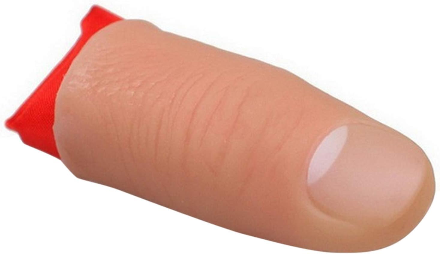 Cunluna Pranks, Magic Thumb, 2PCS Soft Plastic Thumb Tip Fingers Magic Tricks Toy Tool + 2PCS Red Silk for Stage Bar Party Home Shows Street