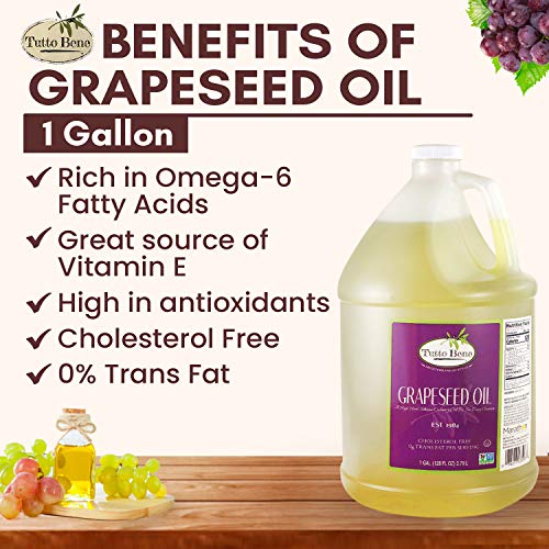 Tutto Bene Premium Quality Grapeseed Oil 1 Gallon (128 ounces), for
