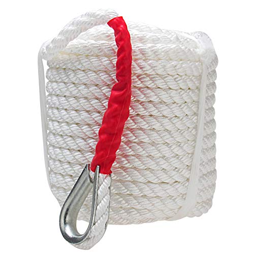 Bang4buck 3/4" x150' Anchor Rope, Strong Polypropylene Docking Dockline Boat/Sailboat/Mooring/Pull/Docking Lines with Thimble- 12592LB Breaking Strain