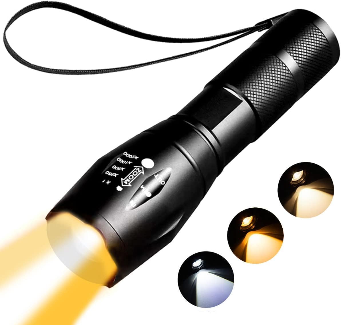 YZYOE LED Rechargeable Amber Flashlight ，Photography Fill Light，1800K Warm Light for Eye Care, Sleep Aid， 3 in 1 White Light and Yellow Light and Amber lamp.