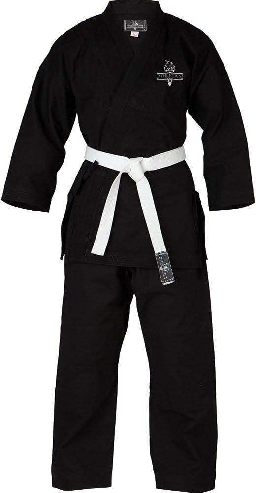 Athletics Gear ADULT KIDS KARATE AIKIDO UNIFORM SUITS WHITE AND BLACK FREE BELT