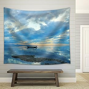 Bali Sanur Beach at Dawn - Fabric Wall Tapestry Home Decor - 51x60 inches