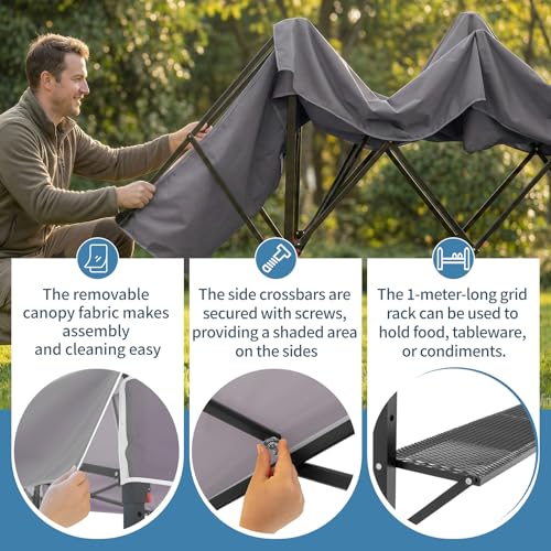VINGLI 12x3.3ft Pop-Up Grill Gazebo Review: Portable BBQ Canopy with Shelves image 11
