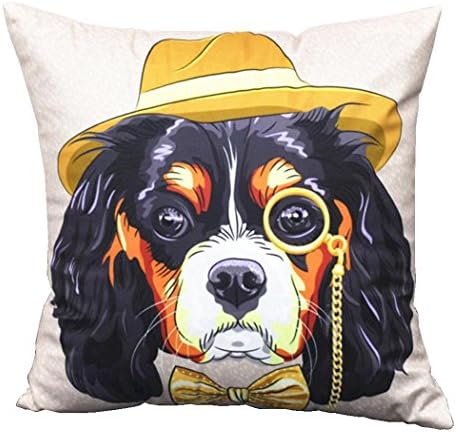 Fashion Bulldog Pug Husky Dog Cushion Cover Polyester Linen Pillowcase (No.13)