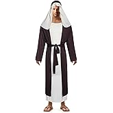 Owlfder Biblical Shepherd Costume for Men Saint Joseph Adult Jesus Cosplay Tunic Robe Nativity Dress Up Outfit