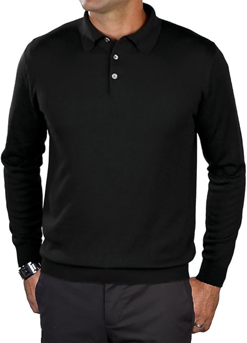 Paul Fredrick Men's Silk, Cotton, Cashmere Polo Collar Sweater at Amazon Menâs Clothing store