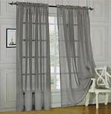 Elegance Linen ® Window Curtain - SHEER PANEL with ROD POCKET - 60-inch width X 84-inch Length - Grey