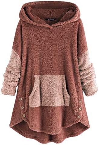 LENXH Women's Sweater Button Blouse Hooded Pullover Sweater Plush Jacket Winter Sweater Warm Jacket Fashion Sweater