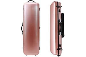 yinfente Violin Case 4/4 Full Size Carbon Fiber Oblong 4/4 Violin Case with Music Sheet Bag Adjustable Backstrap Hygrometer L