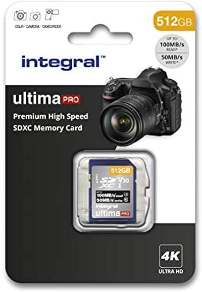 Integral 512GB SDXC V30 U3 UHS-I Class 10 4K UHD Memory Card up to 100MB/s