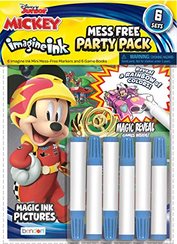 Bendon Disney Mickey Mouse Imagine Ink Coloring Book 6-Pack Party Supplies 30221-TG, Multicolor