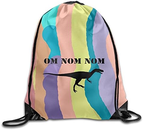 Om Nom Nom Dinosaur Rawr Drawstring Gym Sport Bag, Large Lightweight Gym Sackpack Backpack For Men And Women