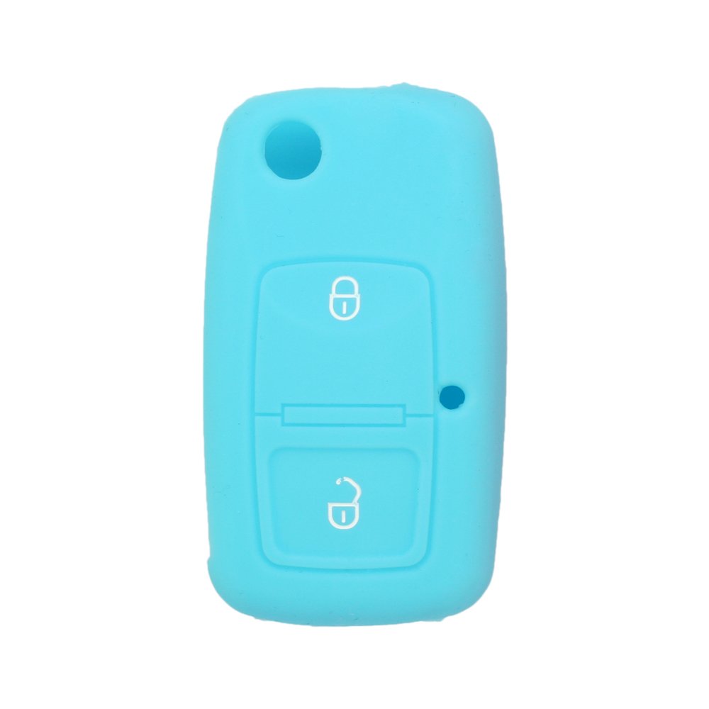BROVACS Silicone Cover Protector Case Holder Skin Jacket Compatible with VOLKSWAGEN Passat Golf Bora Touran Polo 2 Button Flip Remote Key Fob CV9805 Light Blue