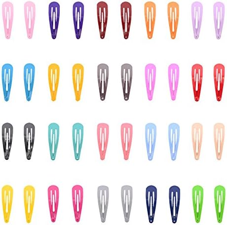 40 Pcs Candy Color 2'' Snap Hair Clips Women' Barrettes