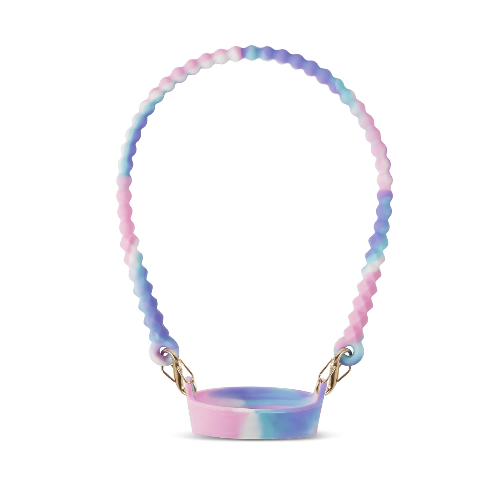 PEUTIER Water Bottle Handle, Silicone Bottle Handle Strap Lanyard Attachment Holder Elastic Water Bottle Sling Accessories for Stanley and Most 8-40oz Cup (Pink & Purple Gradient)