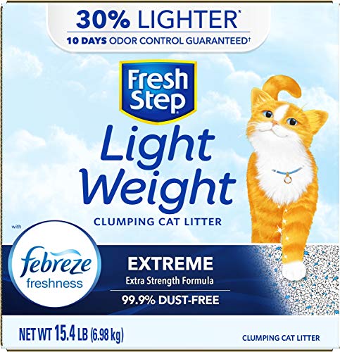 FRESH STEP LIGHTWEIGHT EXTREME SCENTED LITTER WITH THE POWER OF FEBREZE, CLUMPING CAT LITTER, 15.4 POUNDS (PACKAGE MAY VARY)