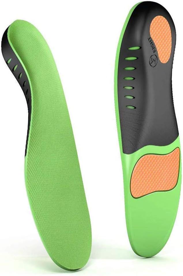 Shoe Insoles for Arch Pain Plantar Fasciitis Feet Insoles Arch Supports Orthotics Inserts Relieve Flat Feet High Arch Foot Pain for Men Women (Green, (1pair) L: M10-12 / W 11-13 (11.81")): Health & Personal Care