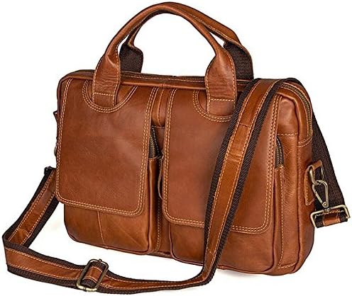 COWOCC Vintage Full Grain Genuine Leather Briefcases for Men European And American Style Messenger Bags 13.3,Brown