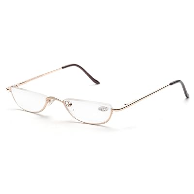 ZUVGEES Vintage Alloy Semi Rimless Reading Glasses Men Women Half Frame Slim Glasses with Stylish Case T0340