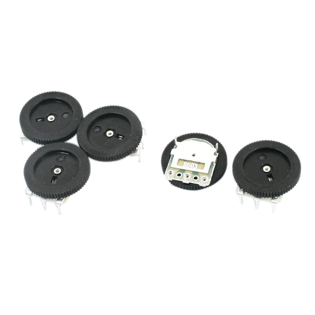 sourcingmap B503 16x2mm 50K Ohm Dial Taper Volume Pulley Wheel Potentiometer 5Pcs