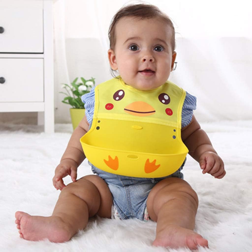 Manyo Bavoir Bebe Silicone Souple Bavoir Recuperateur Bebe Bavoir Silicone Enfant Grande Poche Leger Impermeable Sac De Rangement Caneton Le Repas De Bebe Bavoirs