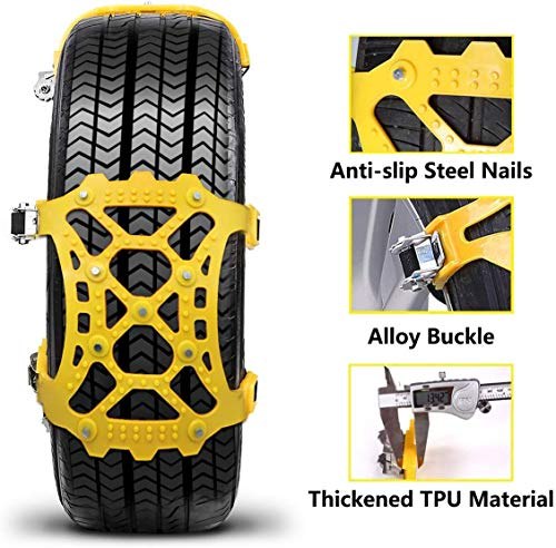 Vodche Car Snow Chains, 6Pcs Emergency Anti Slip Tire Traction Chains Upgraded TPU Snow Chain for Light Truck/SUV/ATV Winter Universal Tire Security Chains (Tire Width 165-285mm/6.5-11.2'') - Thumbnail 2