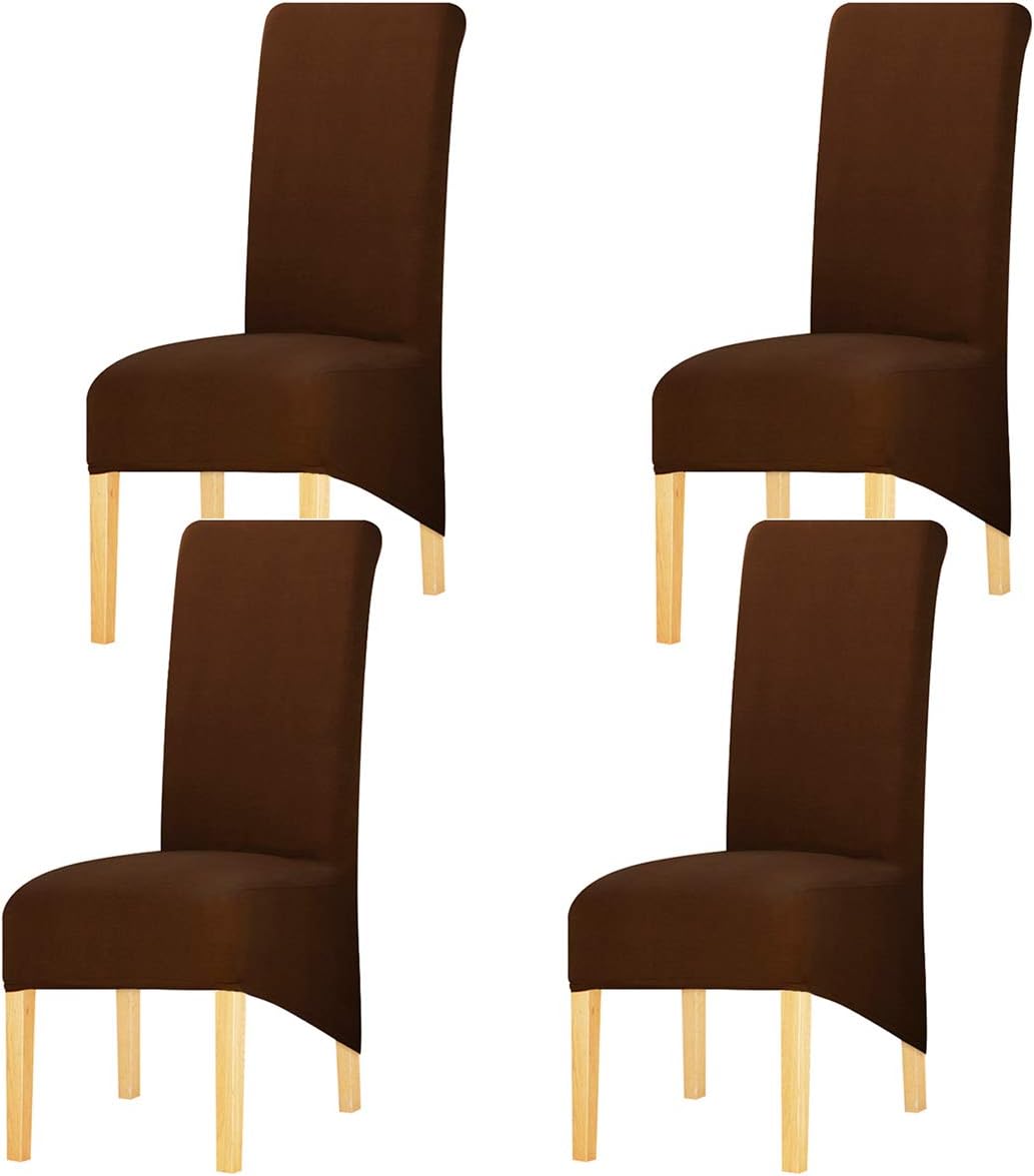 KELUINA High Back Solid Fabric Stretch XL Chair Covers for Dining Room